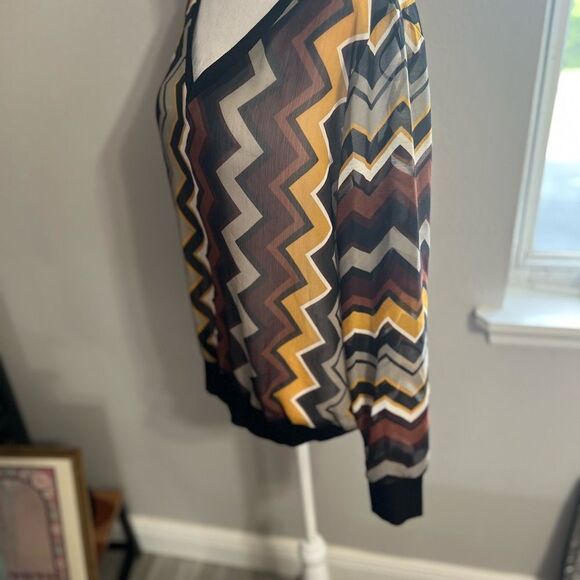 Missoni Target Chiffon xl
Zig Zag Chevron Long Sleeve
Sheer Brown Black Shirt - Picture 10 of 13